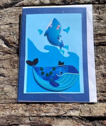 Dolphin and whale kids card